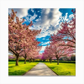 Cherry Blossoms In The Park Canvas Print