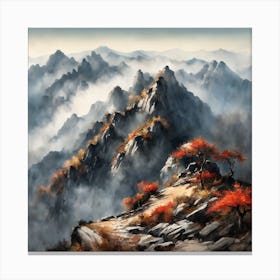 Chinese Mountains Landscape Painting (143) Canvas Print