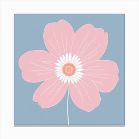 A White And Pink Flower In Minimalist Style Square Composition 558 Canvas Print