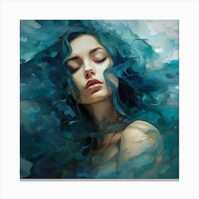 Girl With Blue Hair Canvas Print