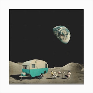 Moon Camper Square Canvas Print