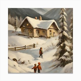 Children In The Snow 1 Canvas Print