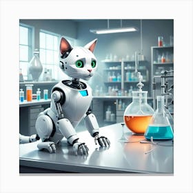 Robot Cat Online Canvas Print