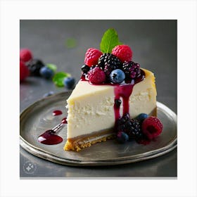 Cheesecake With Berries Canvas Print