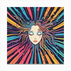 Psychedelic Woman With Colorful Hair Canvas Print