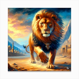 Giant Egyptian Warrior Lion 2 Canvas Print