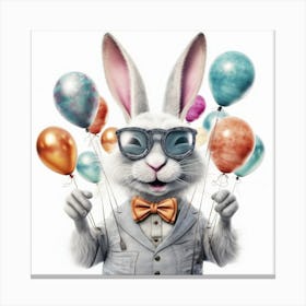 Bunny Holding Balloons Canvas Print