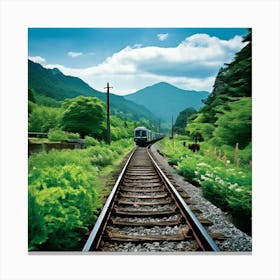 Rail Nature Train Transportation Japan Mountain Way Garden Summer Background Tour Tourism (6) Canvas Print