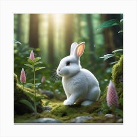 White Rabbit In The Forest 7 Canvas Print