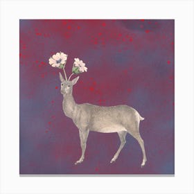 Deer In Spring Square Canvas Print