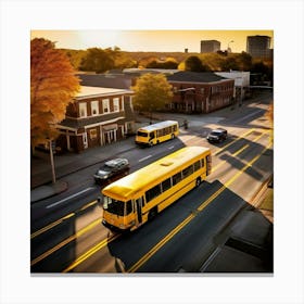 Transit Tracking School Journey Bus Stop Drone Route Dropped Community Day Small Wheel N (6) Canvas Print