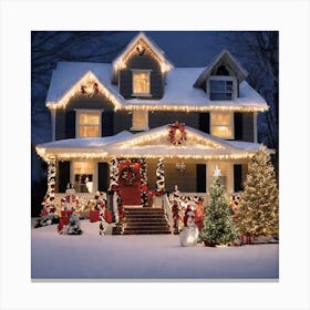 Christmas Lights On A House 4 Canvas Print