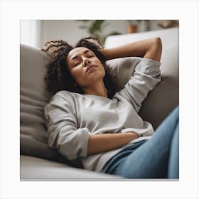 Woman Sleeping On Couch 2 Canvas Print