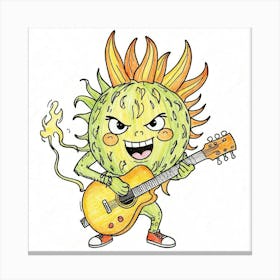 Sunflower With A Guitar Canvas Print