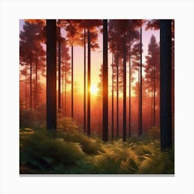 Sunset In The Forest 45 Canvas Print