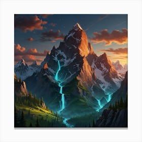 Mountain Landscape At Sunset 4 Canvas Print