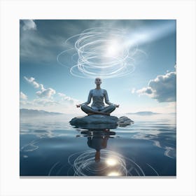 Floating Maditation Android Women In A Yoga Position Canvas Print