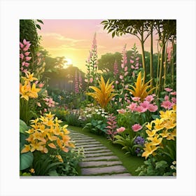 Garden At Sunset Canvas Print