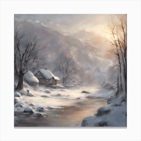 Winter Landscape , Morning Art Print Canvas Print