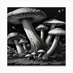 Mushrooms In The Forest 3 Canvas Print