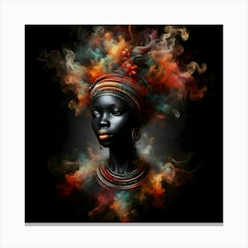 African Woman With Smoke Canvas Print