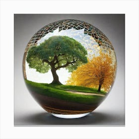 Tree In A Glass Ball 5 Canvas Print