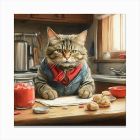 Cat In The Kitchen 2 Canvas Print