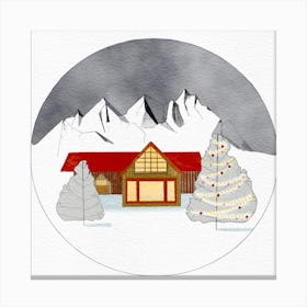 House In The Mountain Square Canvas Print