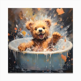 Bear Splashing In A Tub Canvas Print