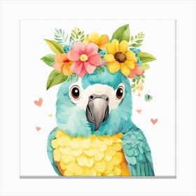 Floral Baby Parrot Nursery Illustration (17) Canvas Print