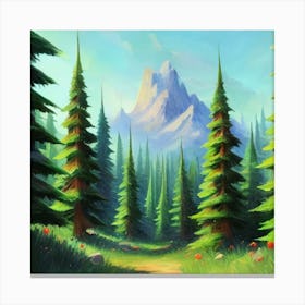 Path To The Mountains trees pines forest 6 Canvas Print