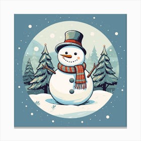 Snowman In The Forest Canvas Print