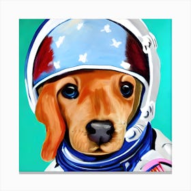 Astronaut Puppy Painting Canvas Print