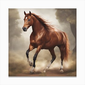 0 Elegant Horse A Beautiful Chestnut Horse Esrgan V1 X2plus Canvas Print