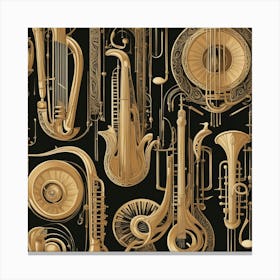 Gold Musical Instruments Canvas Print