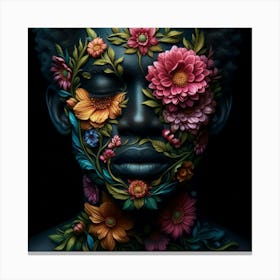 Flowers On The Face Canvas Print