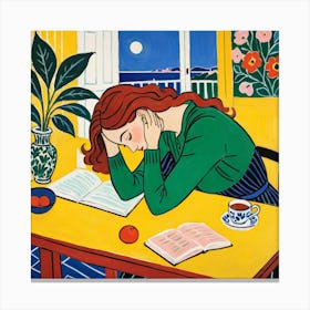 Woman Reading A Book 27 Canvas Print