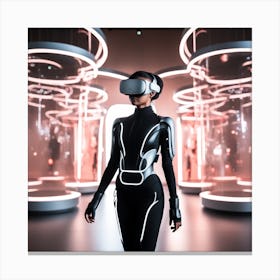 Futuristic Woman In Virtual Reality Canvas Print