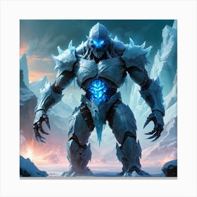 Frost Glowing ICE Golem 2 Canvas Print