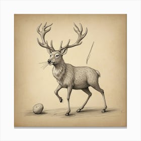 Deer With Ball Canvas Print