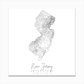 New Jersey Minimal Street Map Square Canvas Print