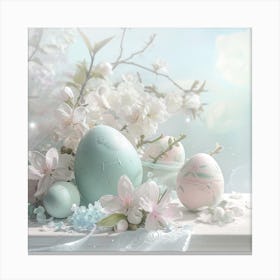 Easter Eggs And Flowers Canvas Print