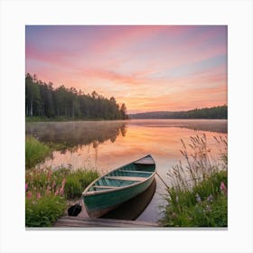 Sunrise On A Lake 1 Canvas Print