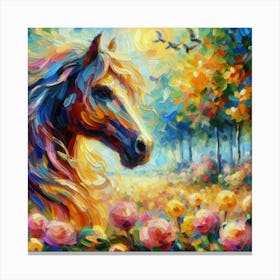 Horse Head In The Field Impressionism Canvas Print