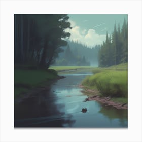 River In The Forest 73 Canvas Print