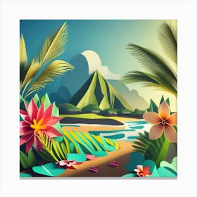 Paper Hawaiian Landscape Canvas Print