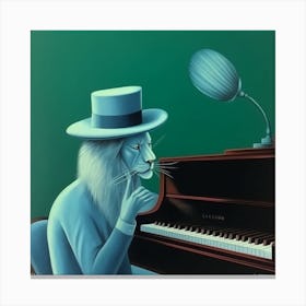 Lion At The Piano Canvas Print