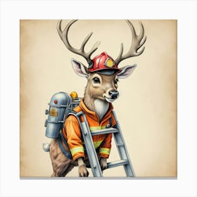 Deer Firefighter 1 Canvas Print