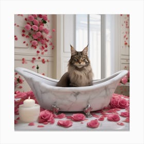 Maine Coon Cat Enjoying Canvas Print