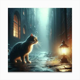 Cat At Night Canvas Print